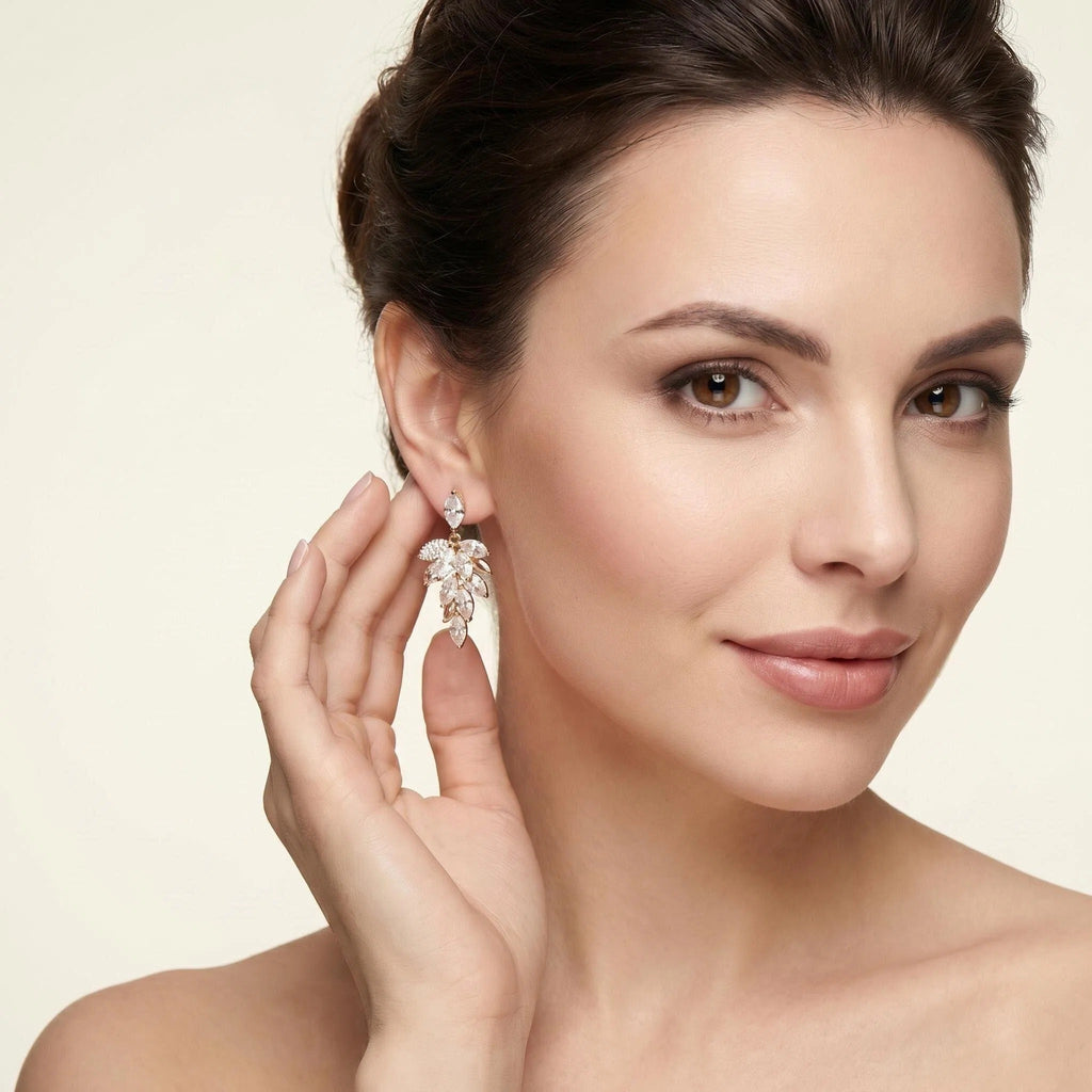 Golden Starlit Leaf Earrings