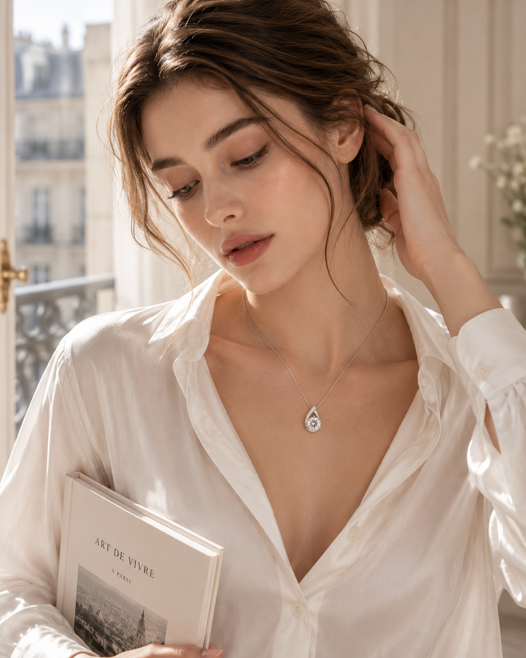 Starlight Dewdrop Pendant Necklace