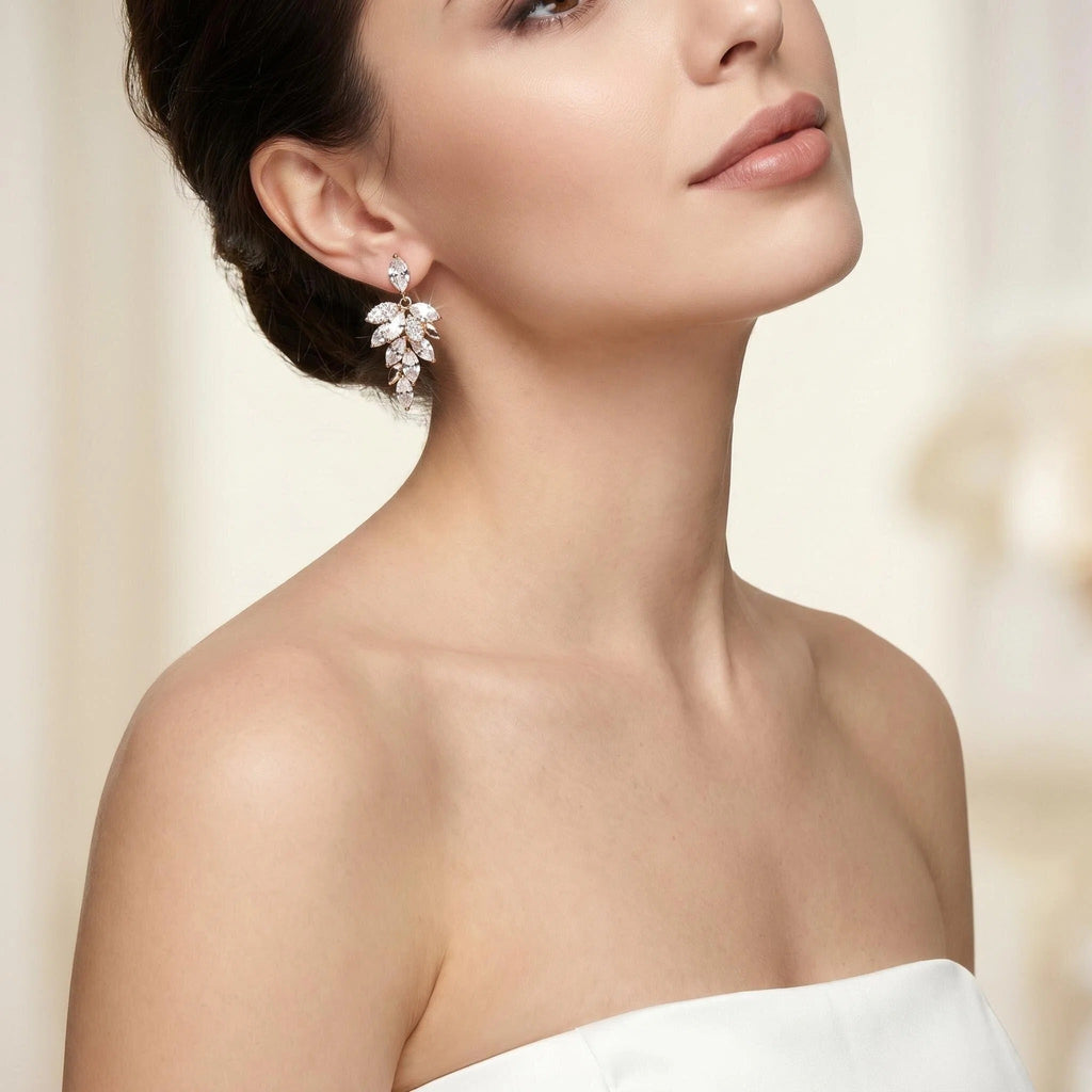 Golden Starlit Leaf Earrings